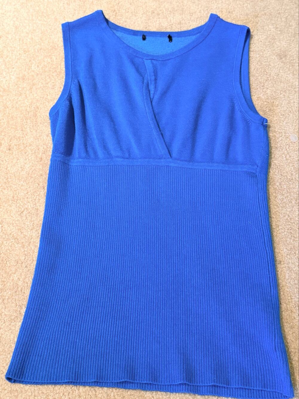 Royal Blue Ribbed Knit Tank Top Sleeveless Scoop Neck Size Small